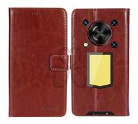 TienJueShi Marron Flip Retro Support à Rabat Cuir TPU Silicone Housse Coque Étui Cas Couverture Protecteur Case Portefeuille Cover pour Oukitel WP56 5G 6.8 inch