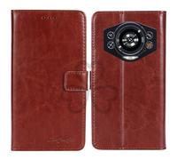 TienJueShi Marron Flip Retro Support à Rabat Cuir TPU Silicone Housse Coque Étui Cas Couverture Protecteur Case Portefeuille Cover pour DOOGEE S Cyber 6.58 inch