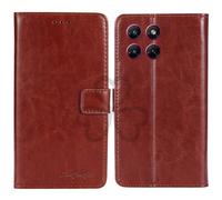 TienJueShi Marron Flip Retro Support à Rabat Cuir TPU Silicone Housse Coque Étui Cas Couverture Protecteur Case Portefeuille Cover pour Motorola Edge 70 6.67 inch