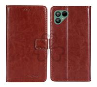 TienJueShi Marron Flip Retro Support à Rabat Cuir TPU Silicone Housse Coque pour Fairphone 4 6.3 inch Étui Cas Couverture Protecteur Case Portefeuille Cover