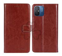 TienJueShi Marron Flip Retro Support à Rabat Cuir TPU Silicone Housse Coque pour Xiaomi Redmi 12C 4G 6.71 inch Étui Cas Couverture Protecteur Case Portefeuille Cover