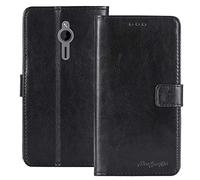 TienJueShi Noir Flip Book-Stand Cuir Housse Coque Etui Cas Couverture Protecteur Case Cover Skin pour Nokia 230 2.8 inch