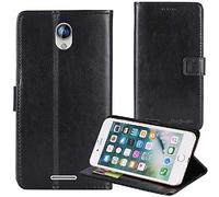 TienJueShi Noir Flip Premium Retro Business Book Stand Cuir Housse Coque Etui Cas Couverture Protecteur Case Cover Skin pour Danew konnect 502 5inch