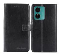 TienJueShi Noir Flip Retro Support à Rabat Cuir Housse Coque Étui Cas Couverture Protecteur Case Portefeuille Cover pour HMD Arc 6.52 inch
