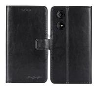 TienJueShi Noir Flip Retro Support à Rabat Cuir Housse Coque Étui Cas Couverture Protecteur Case Portefeuille Cover pour Logicom Smart Pro 6.74 inch