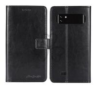 TienJueShi Noir Flip Retro Support à Rabat Cuir Housse Coque Étui Cas Couverture Protecteur Case Portefeuille Cover pour Logicom Xtrem 650 6.51 inch