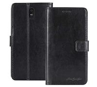 TienJueShi Noir Flip Retro Support à Rabat Cuir Housse Coque pour Caterpillar Cat S42 4 inch Étui Cas TPU Silicone Couverture Protecteur Case Portefeuille Cover