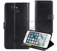 TienJueShi Noir Flip Retro Support à Rabat Cuir Housse Coque pour Doro 5516 2.4 inch Étui Cas Couverture Protecteur Case Portefeuille Cover