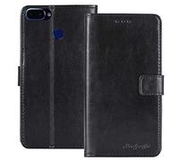 TienJueShi Noir Flip Retro Support à Rabat Cuir Housse Coque pour Energizer P600S 5.9 inch Étui Cas Couverture Protecteur Case Portefeuille Cover