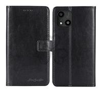 TienJueShi Noir Flip Retro Support à Rabat Cuir Housse Coque pour Logicom Five 5 inch Étui Cas Couverture Protecteur Case Portefeuille Cover