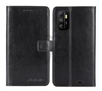 TienJueShi Noir Flip Retro Support à Rabat Cuir Housse Coque pour Logicom Five Pro 5.45 inch Étui Cas Couverture Protecteur Case Portefeuille Cover