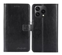 TienJueShi Noir Flip Retro Support à Rabat Cuir TPU Silicone Housse Coque Étui Cas Couverture Protecteur Case Portefeuille Cover pour Cubot A40 6.88 inch