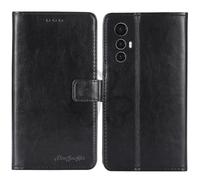 TienJueShi Noir Flip Retro Support à Rabat Cuir TPU Silicone Housse Coque Étui Cas Couverture Protecteur Case Portefeuille Cover pour Cubot Max 5 6.95 inch