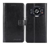 TienJueShi Noir Flip Retro Support à Rabat Cuir TPU Silicone Housse Coque Étui Cas Couverture Protecteur Case Portefeuille Cover pour DOOGEE S Cyber 6.58 inch