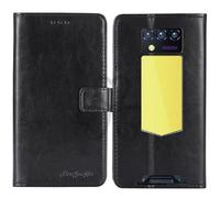TienJueShi Noir Flip Retro Support à Rabat Cuir TPU Silicone Housse Coque Étui Cas Couverture Protecteur Case Portefeuille Cover pour Oukitel WP100 Titan 6.8 inch