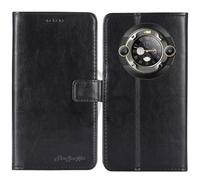 TienJueShi Noir Flip Retro Support à Rabat Cuir TPU Silicone Housse Coque Étui Cas Couverture Protecteur Case Portefeuille Cover pour Blackview Bl9000 Pro 5G 6.78 inch