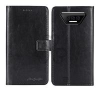 TienJueShi Noir Flip Retro Support à Rabat Cuir TPU Silicone Housse Coque pour Doogee S41 Max 5.5 inch Étui Cas Couverture Protecteur Case Portefeuille Cover