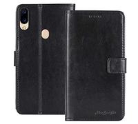 TienJueShi Noir Flip Retro Support à Rabat Cuir TPU Silicone Housse Coque pour Orange Neva Play 6.26 inch Étui Cas Couverture Protecteur Case Portefeuille Cover