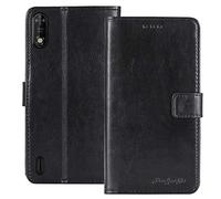 TienJueShi Noir Flip Retro Support à Rabat Cuir TPU Silicone Housse Coque pour SFR Altice S42 5.45 inch Étui Cas Couverture Protecteur Case Portefeuille Cover