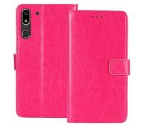 TienJueShi Rosa Flip Retro Support à Rabat Cuir TPU Silicone Housse Coque pour Doro 8050 Plus 5.7 inch Étui Cas Couverture Protecteur Case Portefeuille Cover