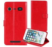 TienJueShi Rouge Flip Premium Business TPU Silicone Support à Rabat Cuir Housse Magnétique Téléphone Coque pour Doro Liberto 8040 8042 5 inch Étui Gel Cas Couverture Protecteur Case Cover Rubber