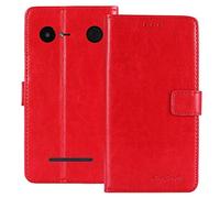 TienJueShi Rouge Flip Premium Gel Support à Rabat Cuir Housse Magnétique Téléphone TPU Silicone Coque pour Doro Liberto 8035 5 inch Étui Cas Couverture Protecteur Case Cover Rubber