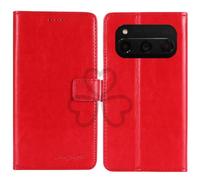 TienJueShi Rouge Flip Retro Support à Rabat Cuir Housse Coque Étui Cas Couverture Protecteur Case Portefeuille Cover pour Volla Phone Quintus 6.78 inch