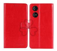 TienJueShi Rouge Flip Retro Support à Rabat Cuir Housse Coque Étui Cas Couverture Protecteur Case Portefeuille Cover pour Logicom Smart Pro 6.74 inch