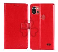 TienJueShi Rouge Flip Retro Support à Rabat Cuir Housse Coque pour Danew konnect 556 5.5 inch Étui Cas Couverture Protecteur Case Portefeuille Cover