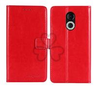 TienJueShi Rouge Flip Retro Support à Rabat Cuir Housse Coque pour Doogee S61 Pro 6 inch Étui Cas Couverture Protecteur Case Portefeuille Cover