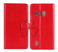 TienJueShi Rouge Flip Retro Support à Rabat Cuir Housse Coque pour Doro 1880 2.4 inch Étui Cas Couverture Protecteur Case Portefeuille Cover