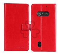 TienJueShi Rouge Flip Retro Support à Rabat Cuir Housse Coque pour Doro 5860 5862 2.4 inch Étui Cas Couverture Protecteur Case Portefeuille Cover
