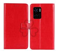 TienJueShi Rouge Flip Retro Support à Rabat Cuir Housse Coque pour HOTWAV Note 12 6.8 inch Étui Cas Couverture Protecteur Case Portefeuille Cover