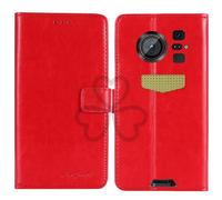 TienJueShi Rouge Flip Retro Support à Rabat Cuir Housse Coque pour HOTWAV W11 6.6 inch Étui Cas Couverture Protecteur Case Portefeuille Cover