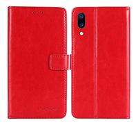 TienJueShi Rouge Flip Retro Support à Rabat Cuir Housse Coque pour Konrow Easy s55 5.5 inch Étui Cas Couverture Protecteur Case Portefeuille Cover