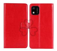 TienJueShi Rouge Flip Retro Support à Rabat Cuir Housse Coque pour Konrow soft5 5 inch Étui Cas Couverture Protecteur Case Portefeuille Cover