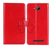 TienJueShi Rouge Flip Retro Support à Rabat Cuir Housse Coque pour Logicom Le Swipe 5 inch Étui Cas Couverture Protecteur Case Portefeuille Cover