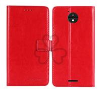 TienJueShi Rouge Flip Retro Support à Rabat Cuir Housse Coque pour Orange Neva Sparkle 4.95 inch Étui Cas Couverture Protecteur Case Portefeuille Cover