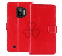 TienJueShi Rouge Flip Retro Support à Rabat Cuir Housse Coque pour OUKITEL WP12 5.5 inch Étui Cas TPU Silicone Couverture Protecteur Case Portefeuille Cover