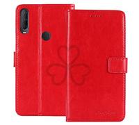 TienJueShi Rouge Flip Retro Support à Rabat Cuir Housse Coque pour SFR Altice S43 6.22 inch Étui Cas TPU Silicone Couverture Protecteur Case Portefeuille Cover