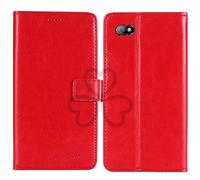 TienJueShi Rouge Flip Retro Support à Rabat Cuir Housse Coque pour Unihertz Titan Slim 4.2 inch Étui Cas Couverture Protecteur Case Portefeuille Cover
