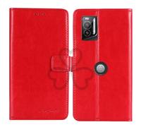 TienJueShi Rouge Flip Retro Support à Rabat Cuir TPU Silicone Housse Coque Étui Cas Couverture Protecteur Case Portefeuille Cover pour Crosscall Stellar M6 Chameonix 6.1 inch