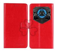 TienJueShi Rouge Flip Retro Support à Rabat Cuir TPU Silicone Housse Coque Étui Cas Couverture Protecteur Case Portefeuille Cover pour DOOGEE Blade 20 Play 6.6 inch