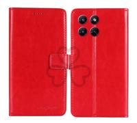 TienJueShi Rouge Flip Retro Support à Rabat Cuir TPU Silicone Housse Coque Étui Cas Couverture Protecteur Case Portefeuille Cover pour Motorola Edge 70 6.67 inch