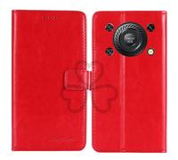 TienJueShi Rouge Flip Retro Support à Rabat Cuir TPU Silicone Housse Coque Étui Cas Couverture Protecteur Case Portefeuille Cover pour Oukitel C60 6.88 inch
