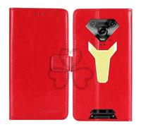 TienJueShi Rouge Flip Retro Support à Rabat Cuir TPU Silicone Housse Coque Étui Cas Couverture Protecteur Case Portefeuille Cover pour Ulefone Armor 34 Pro 6.95 inch