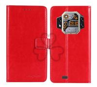 TienJueShi Rouge Flip Retro Support à Rabat Cuir TPU Silicone Housse Coque Étui Cas Couverture Protecteur Case Portefeuille Cover pour Cubot Kingkong X 6.583 inch