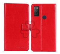 TienJueShi Rouge Flip Retro Support à Rabat Cuir TPU Silicone Housse Coque pour A1 Alpha 21 6.52 inch Étui Cas Couverture Protecteur Case Portefeuille Cover