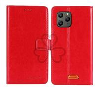 TienJueShi Rouge Flip Retro Support à Rabat Cuir TPU Silicone Housse Coque pour blackview Bv5300 Plus 6.1 inch Étui Cas Couverture Protecteur Case Portefeuille Cover