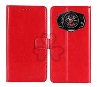 TienJueShi Rouge Flip Retro Support à Rabat Cuir TPU Silicone Housse Coque pour Doogee s98 6.3 inch Étui Cas Couverture Protecteur Case Portefeuille Cover